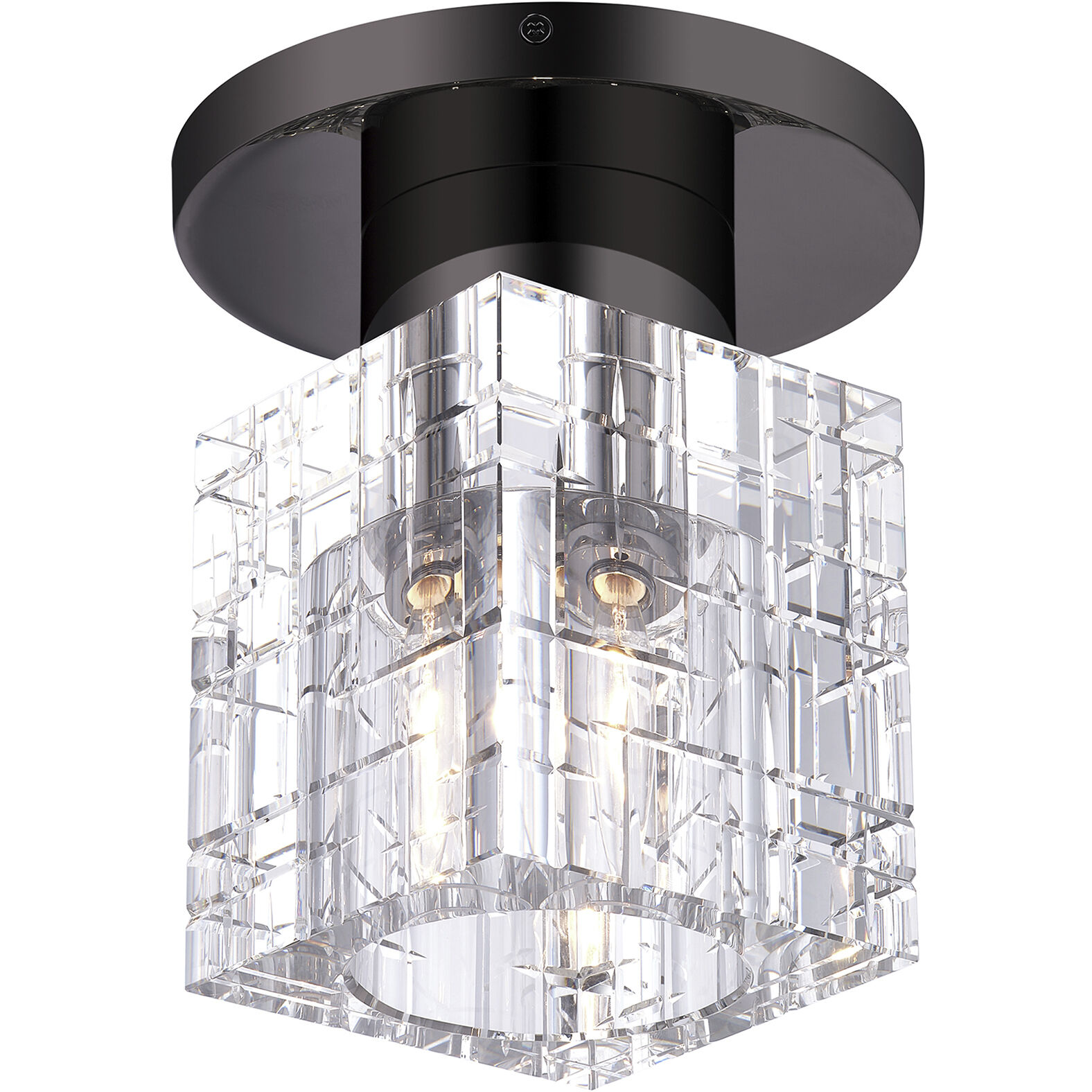 Rotterdam 1 Light 7 inch Black Chrome Crystal Semi-Flush Ceiling Light