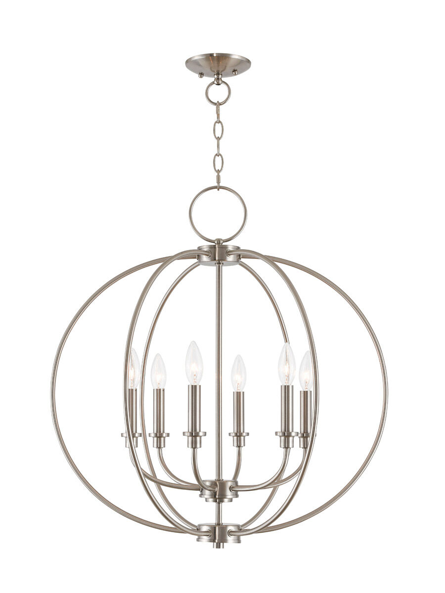 Milania 6 Light 25 inch Brushed Nickel Chandelier Ceiling Light
