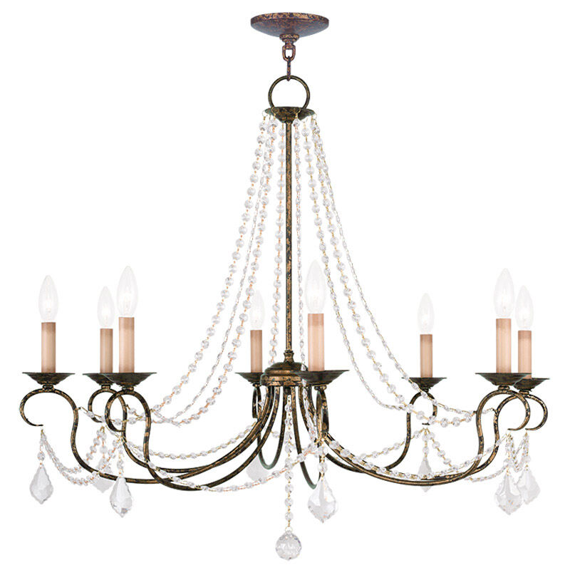 Pennington 8 Light 34 inch Hand Applied Venetian Golden Bronze Chandelier Ceiling Light