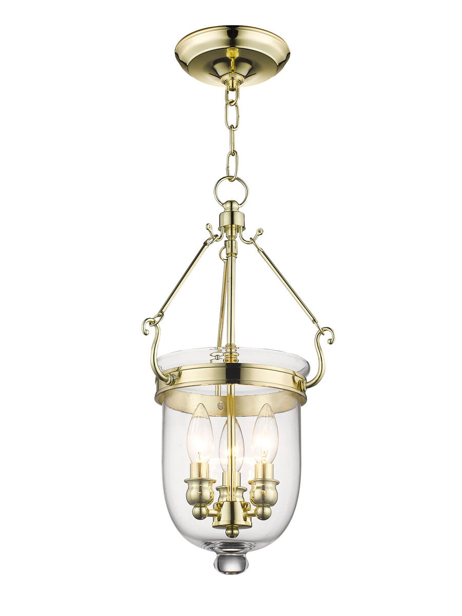 Jefferson 3 Light 10 inch Polished Brass Chain Lantern