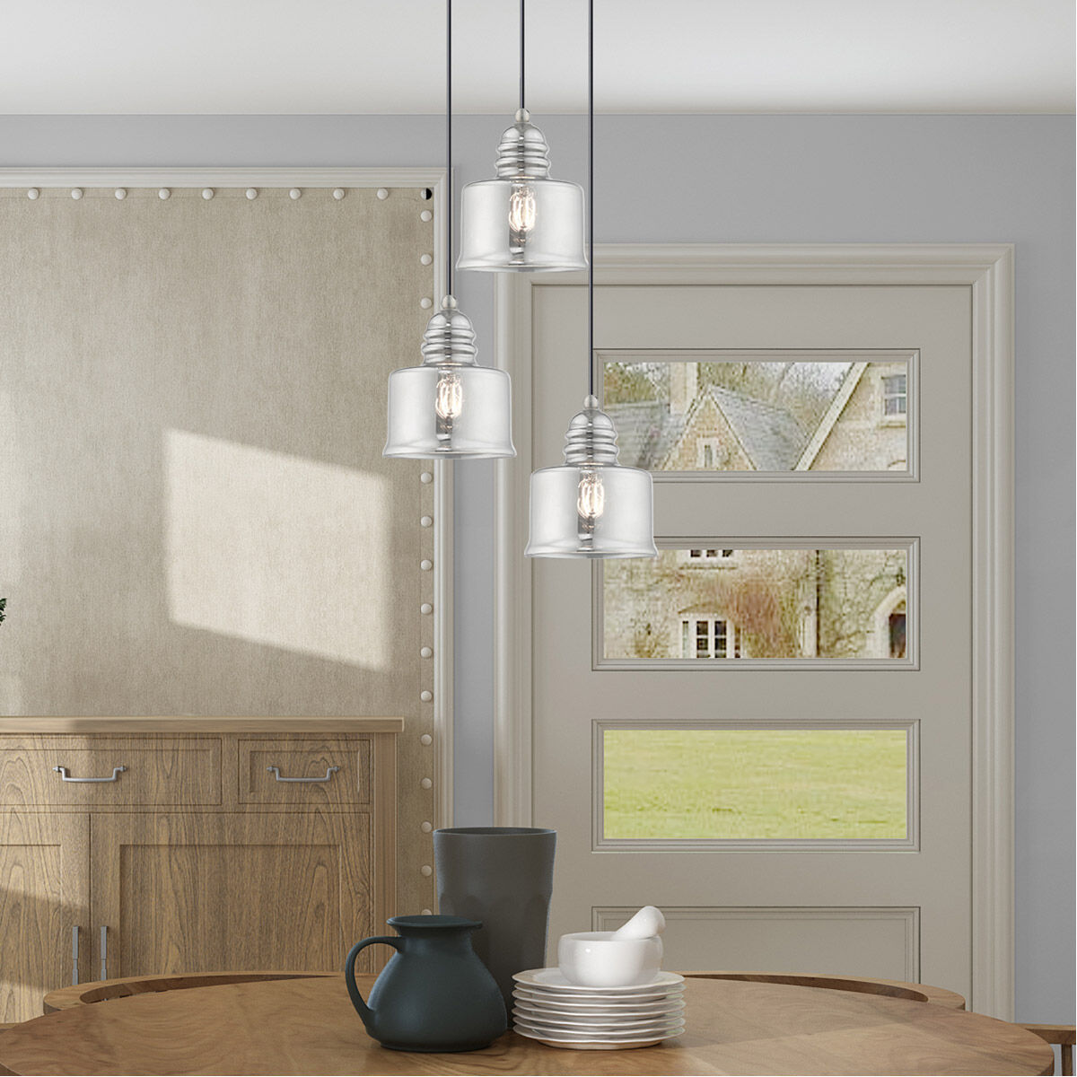 Art Glass 1 Light 7 inch Brushed Nickel Mini Pendant Ceiling Light