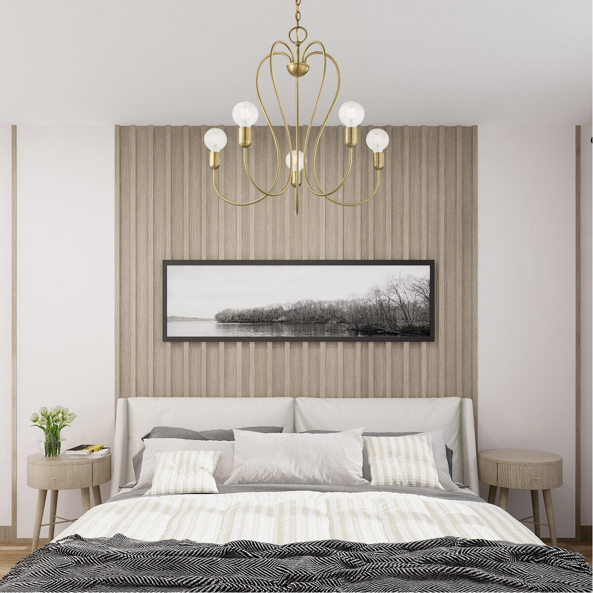 Lucerne 5 Light 24 inch Antique Brass Chandelier Ceiling Light