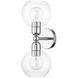 Downtown 2 Light 7 inch Polished Chrome Vanity Sconce Wall Light, Sphere