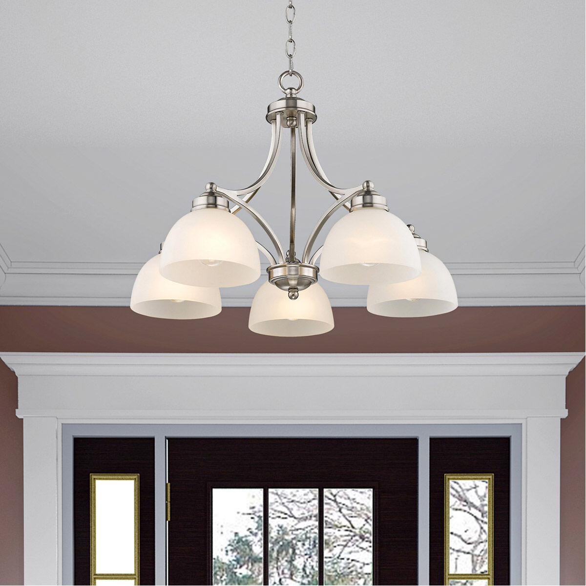 Somerset 5 Light 25 inch Brushed Nickel Chandelier Ceiling Light