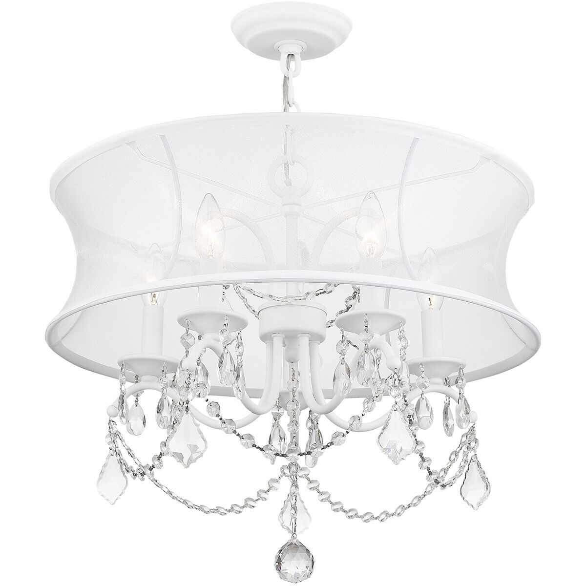 Newcastle 5 Light 20 inch White Chandelier Ceiling Light