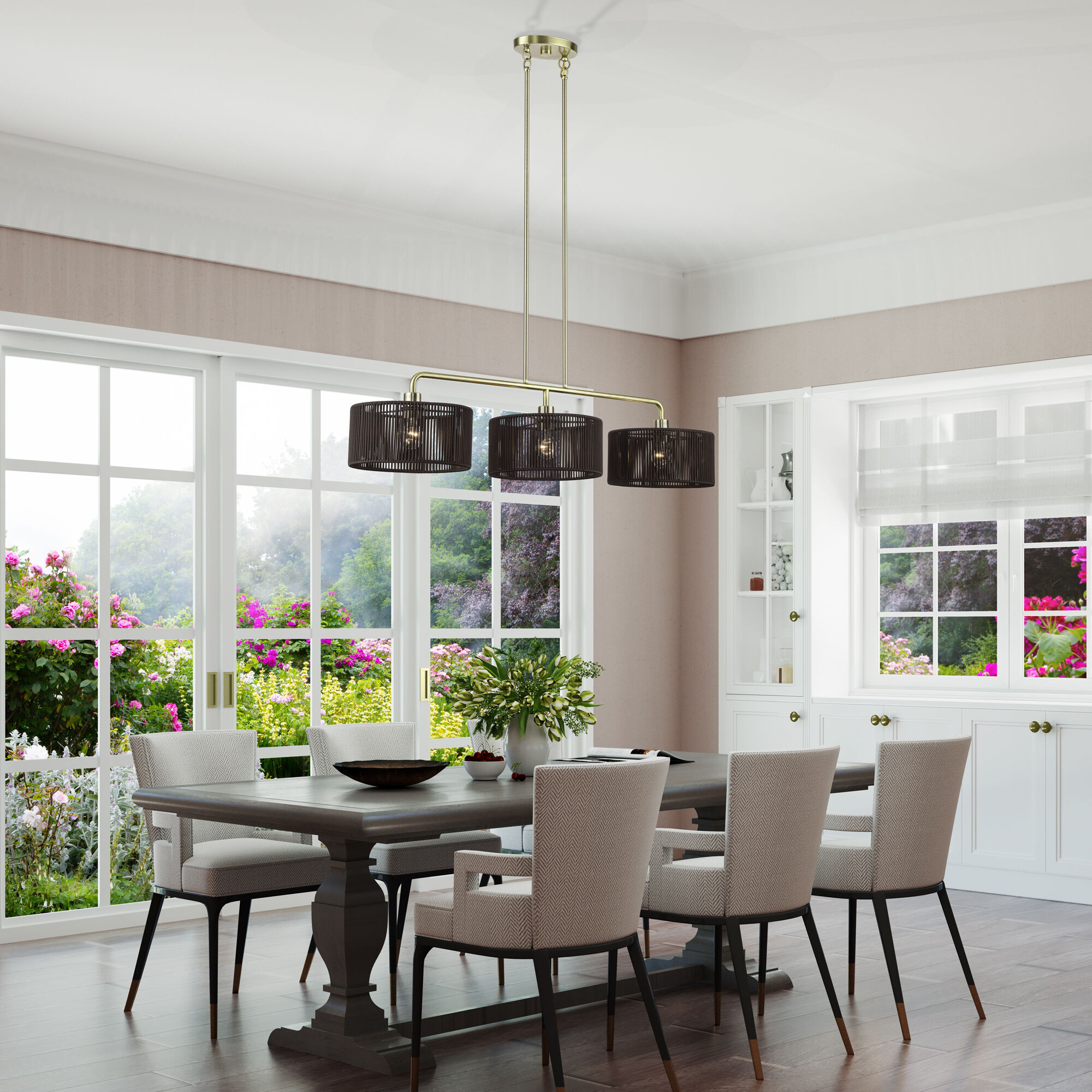 Acordia 3 Light 46 inch Antique Brass Linear Chandelier Ceiling Light, Extra Large