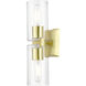 Clarion 2 Light 5 inch Satin Brass Vanity Sconce Wall Light
