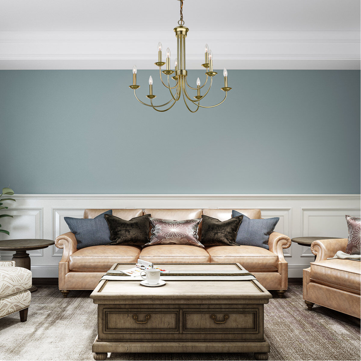 Estate 9 Light 30 inch Polished Brass Chandelier Ceiling Light