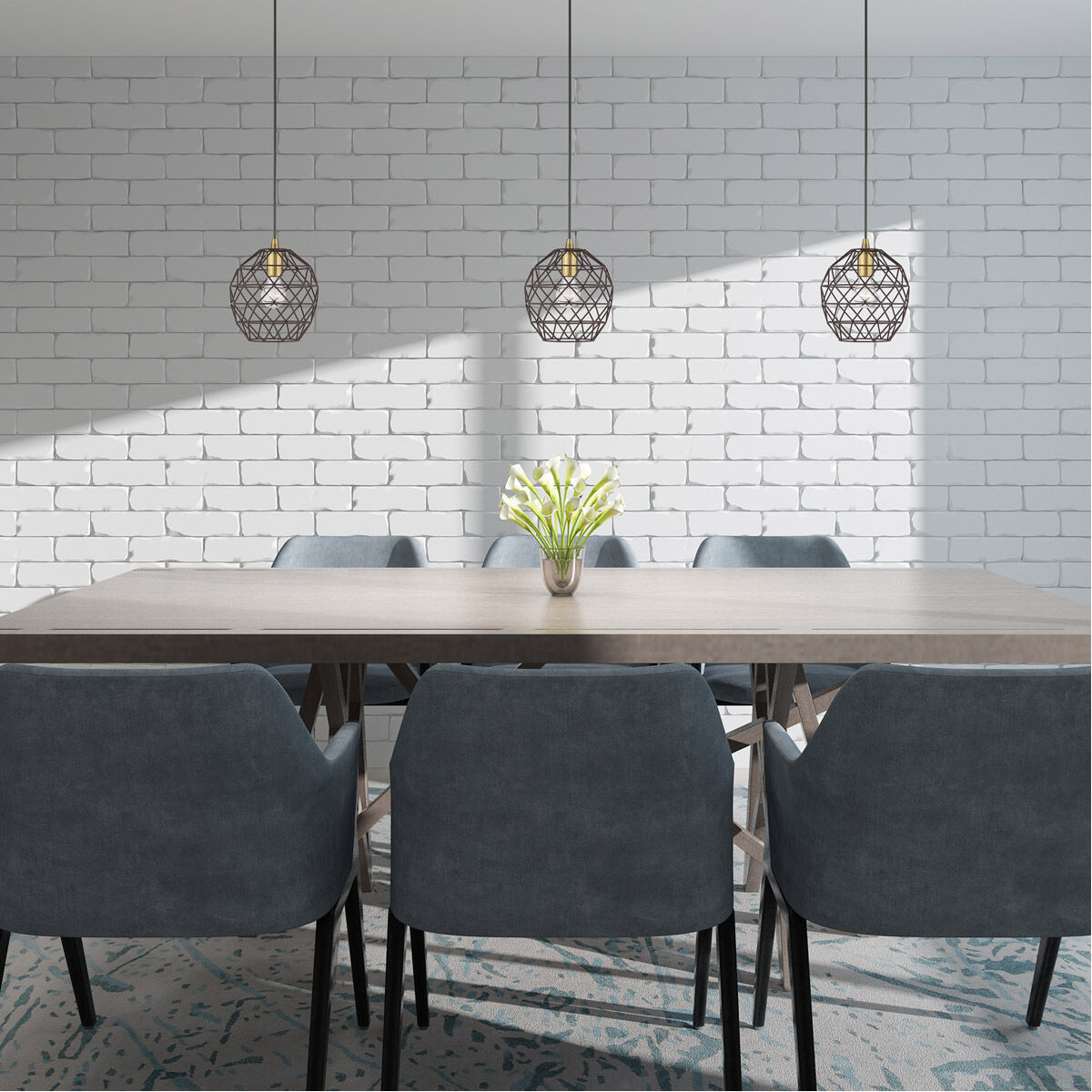 Geometric 1 Light 8 inch Bronze Mini Pendant Ceiling Light