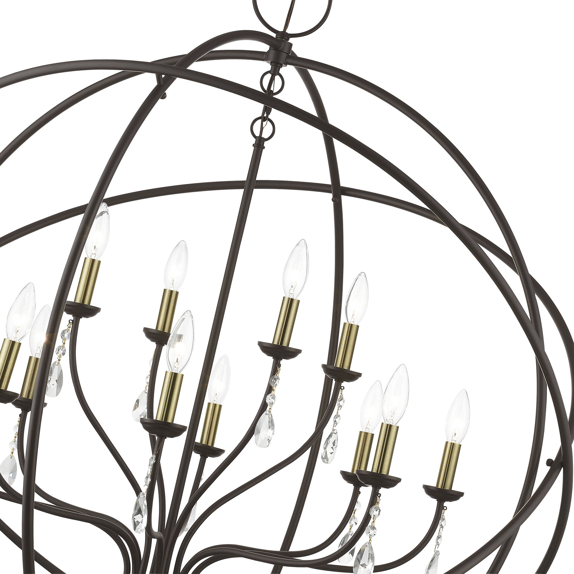 Aria 12 Light 40 inch Bronze with Antique Brass Finish Candles Grande Foyer Chandelier Ceiling Light