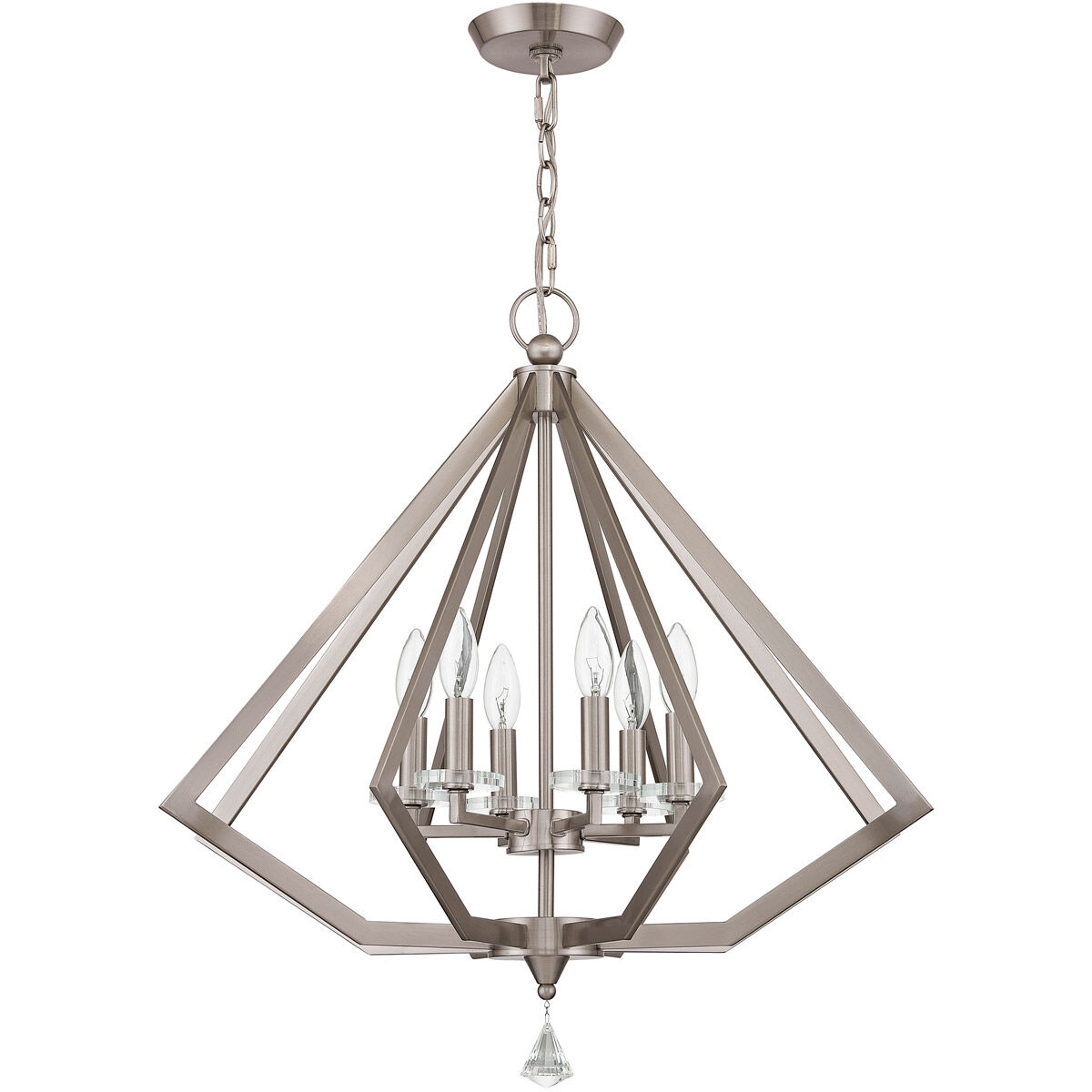 Diamond 6 Light 25 inch Brushed Nickel Chandelier Ceiling Light