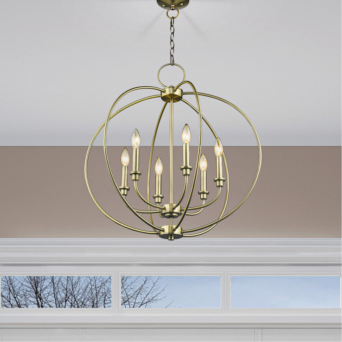 Milania 6 Light 25 inch Antique Brass Chandelier Ceiling Light