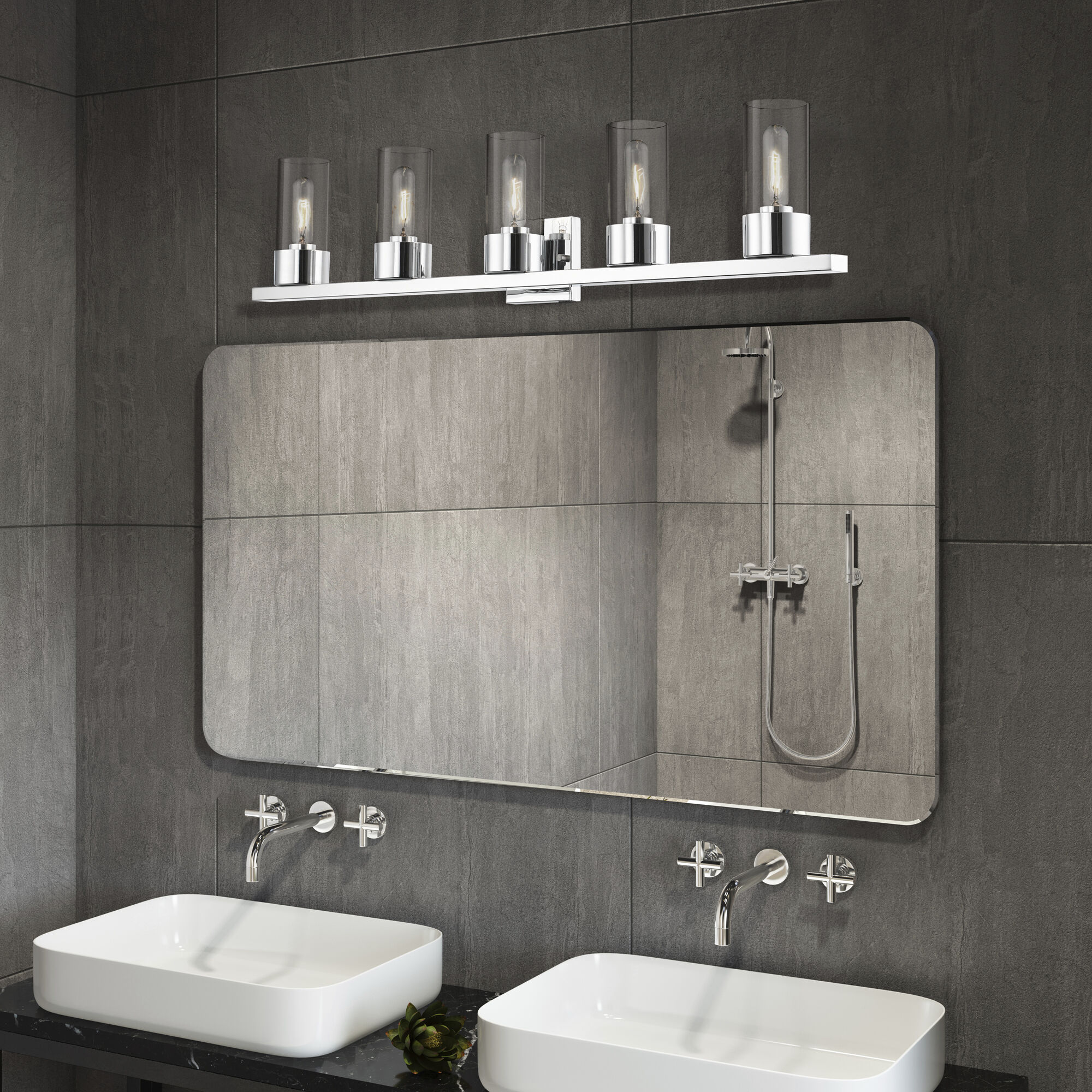 Carson 5 Light 40 inch Polished Chrome Vanity Sconce Wall Light