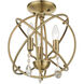 Aria 3 Light 13 inch Antique Brass Convertible Chandelier / Semi Flush Ceiling Light