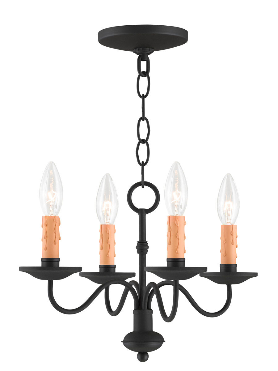 Heritage 4 Light 15 inch Black Mini Chandelier Ceiling Light
