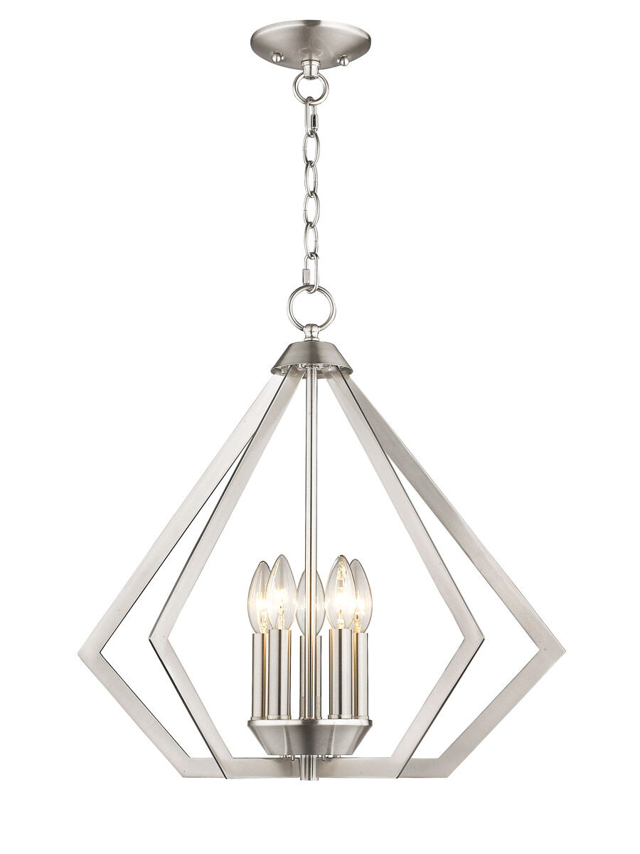 Prism 5 Light 20 inch Brushed Nickel Chandelier Ceiling Light