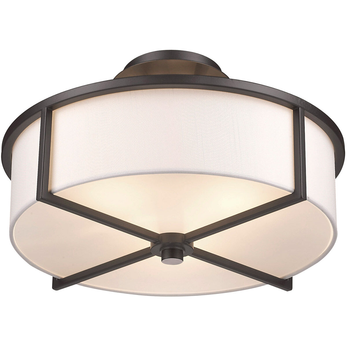 Wesley 3 Light 16 inch Bronze Semi-Flush Mount Ceiling Light