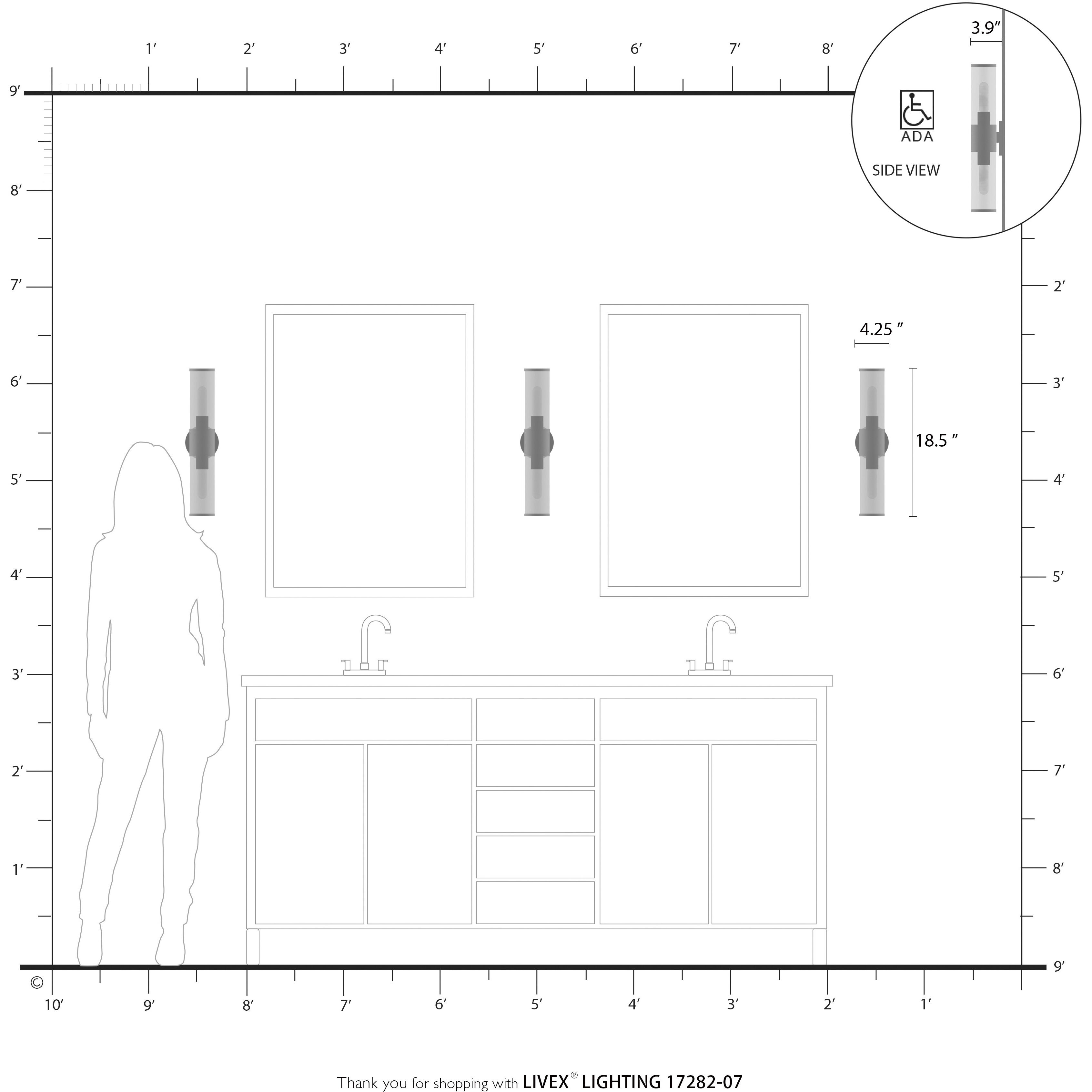 Banca 2 Light 4 inch Bronze with Antique Brass Accent ADA Vanity Sconce Wall Light