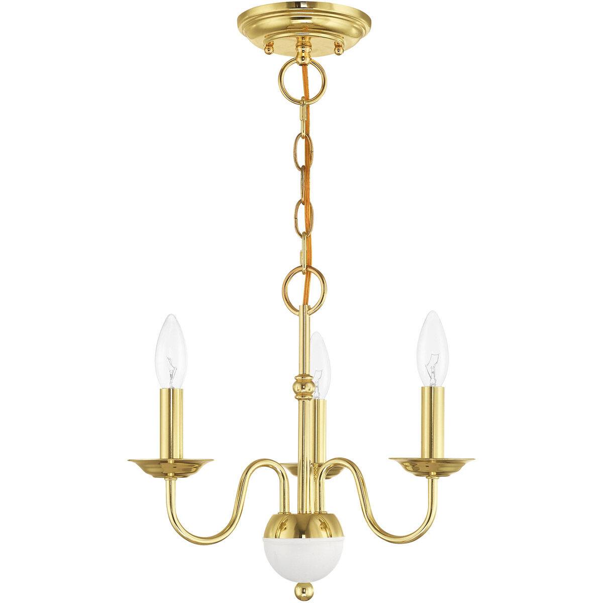 Windsor 3 Light 14 inch Polished Brass Mini Chandelier Ceiling Light