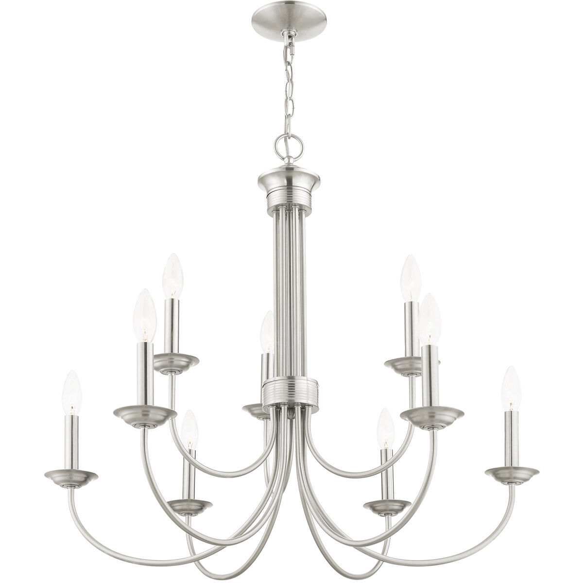Estate 9 Light 30 inch Brushed Nickel Chandelier Ceiling Light