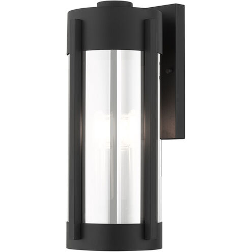 Sheridan 3 Light 19 inch Black with Brushed Nickel Candles Outdoor Wall Lantern