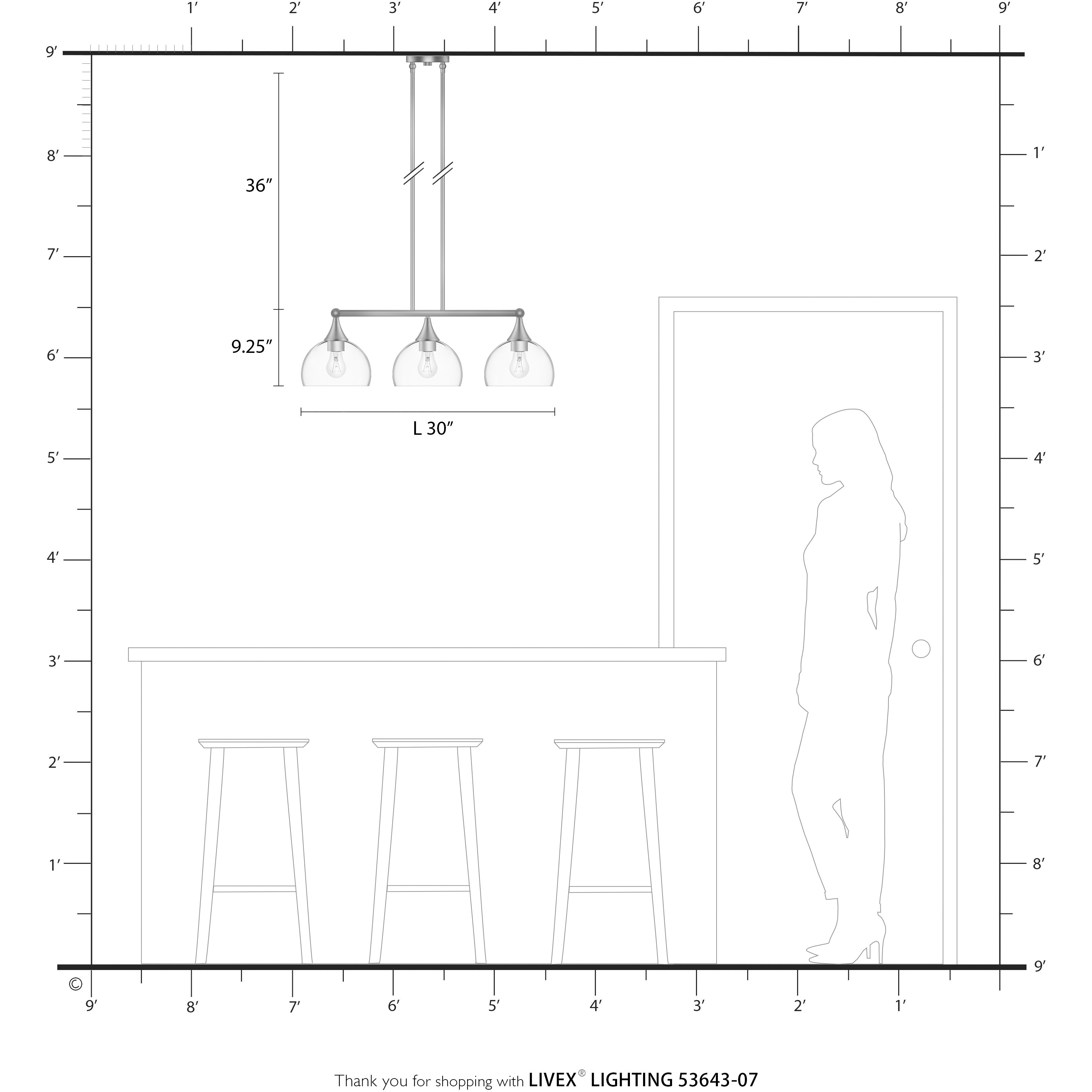 Glendon 3 Light 30 inch Bronze Linear Chandelier Ceiling Light