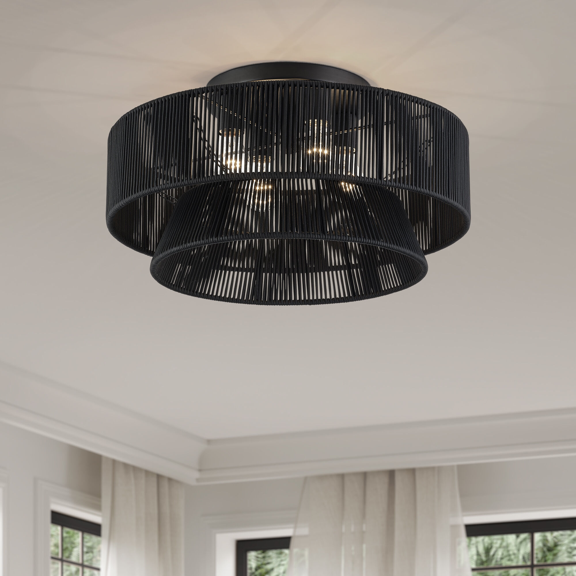 Florell 4 Light 21 inch Black Semi Flush Mount Ceiling Light, Extra Large