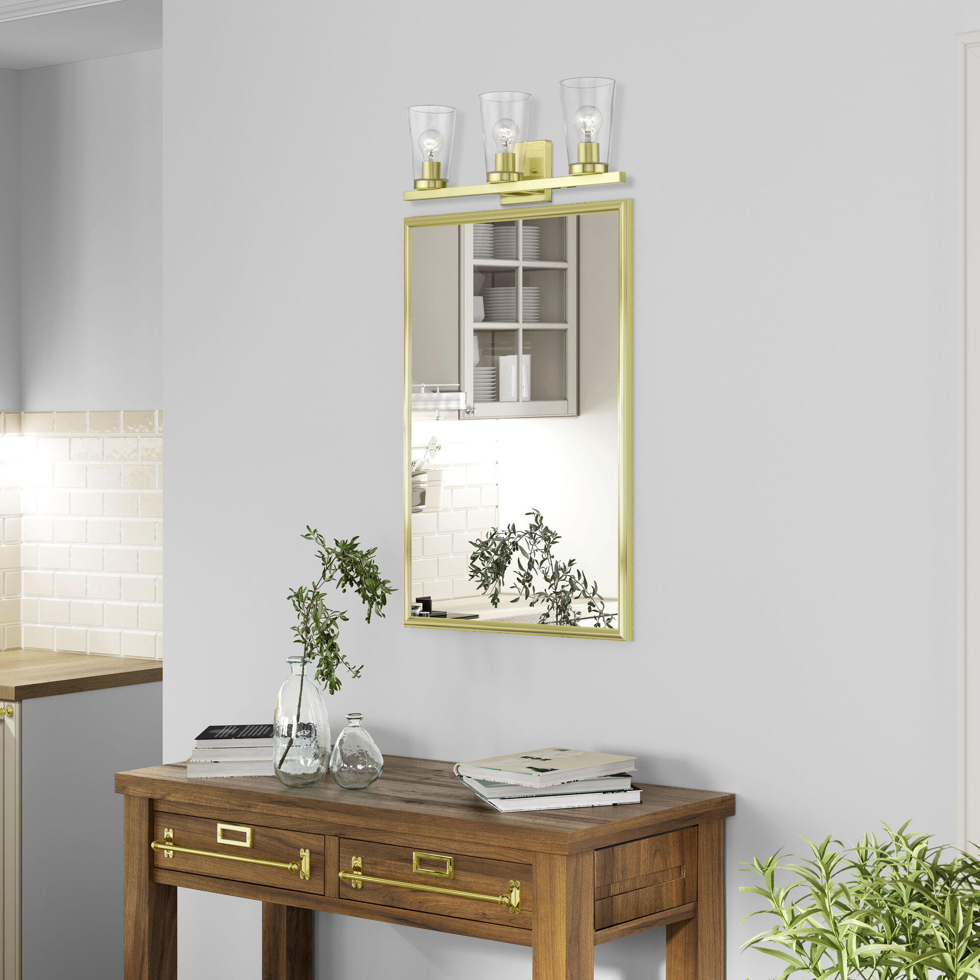 Cityview 3 Light 23 inch Satin Brass Vanity Sconce Wall Light