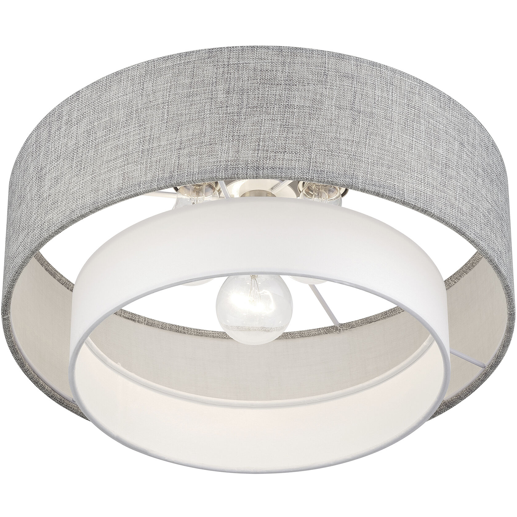 Brookmeade 3 Light 15 inch Brushed Nickel Semi-Flush Ceiling Light