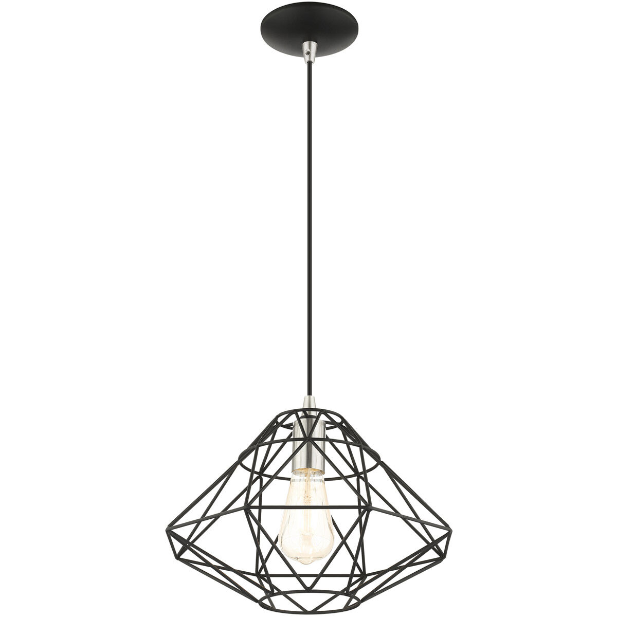 Geometric 1 Light 14 inch Black Pendant Ceiling Light