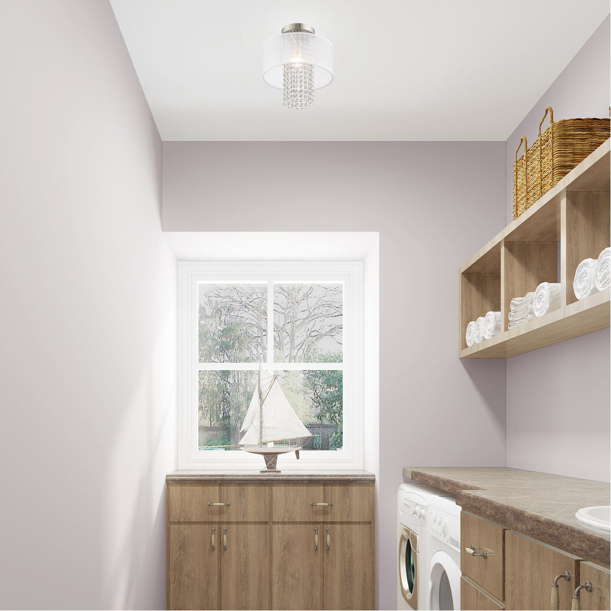 Bella Vista 1 Light 11 inch Brushed Nickel Semi-Flush Mount Ceiling Light