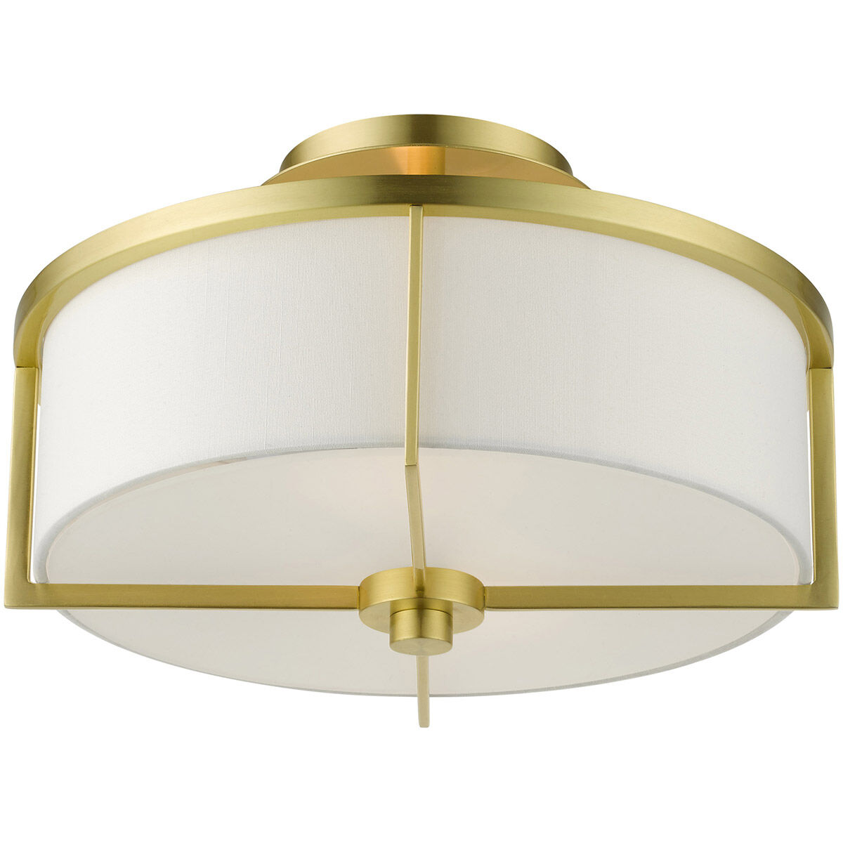 Wesley 2 Light 13 inch Satin Brass Semi Flush Ceiling Light