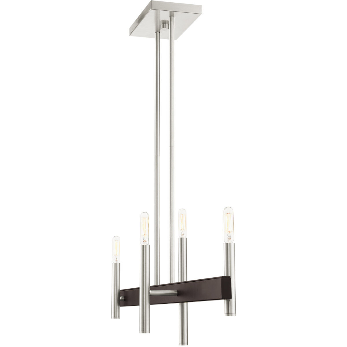 Denmark 4 Light 7 inch Brushed Nickel with Bronze Accents Chandelier Ceiling Light