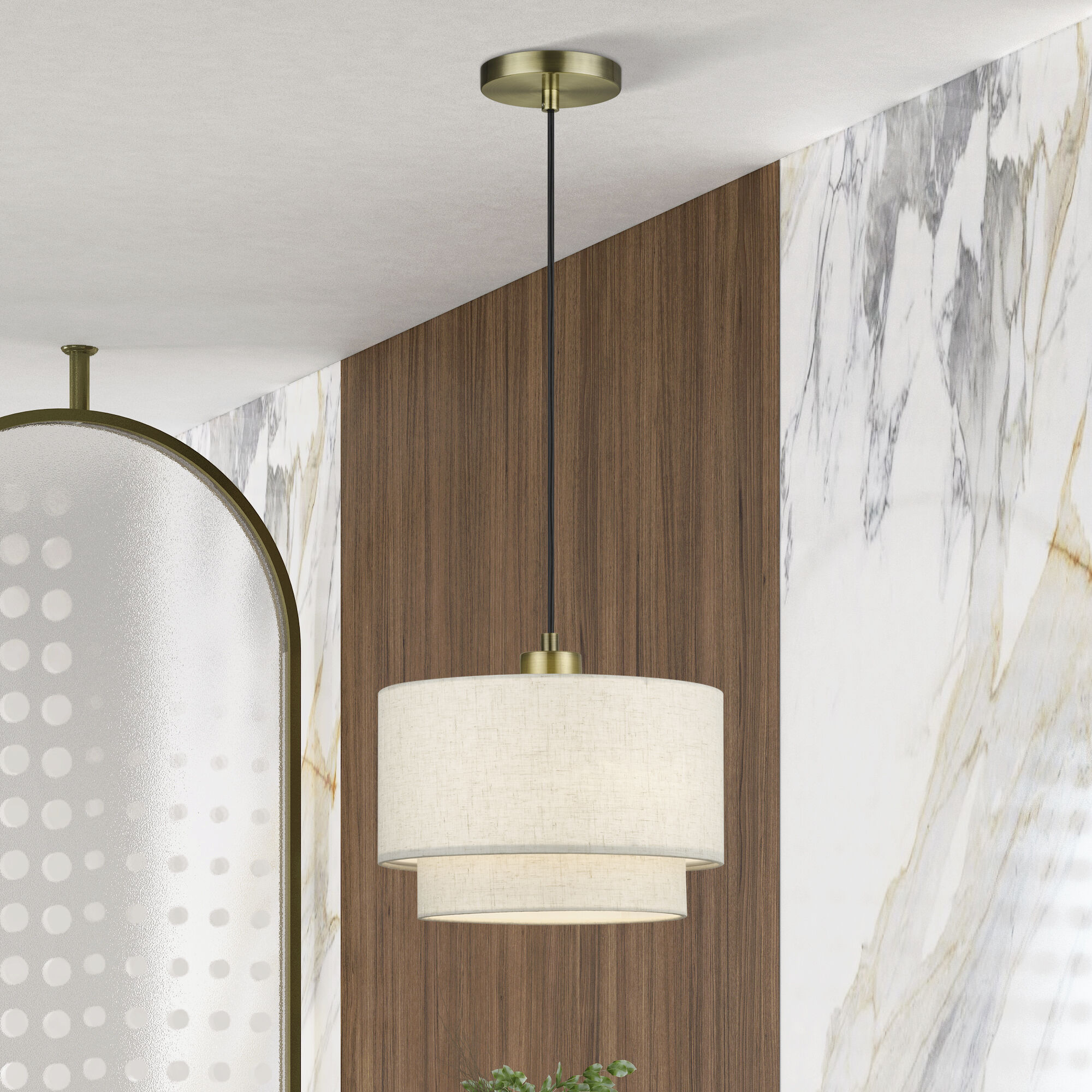 Manorwood 1 Light 12 inch Antique Brass Pendant Ceiling Light