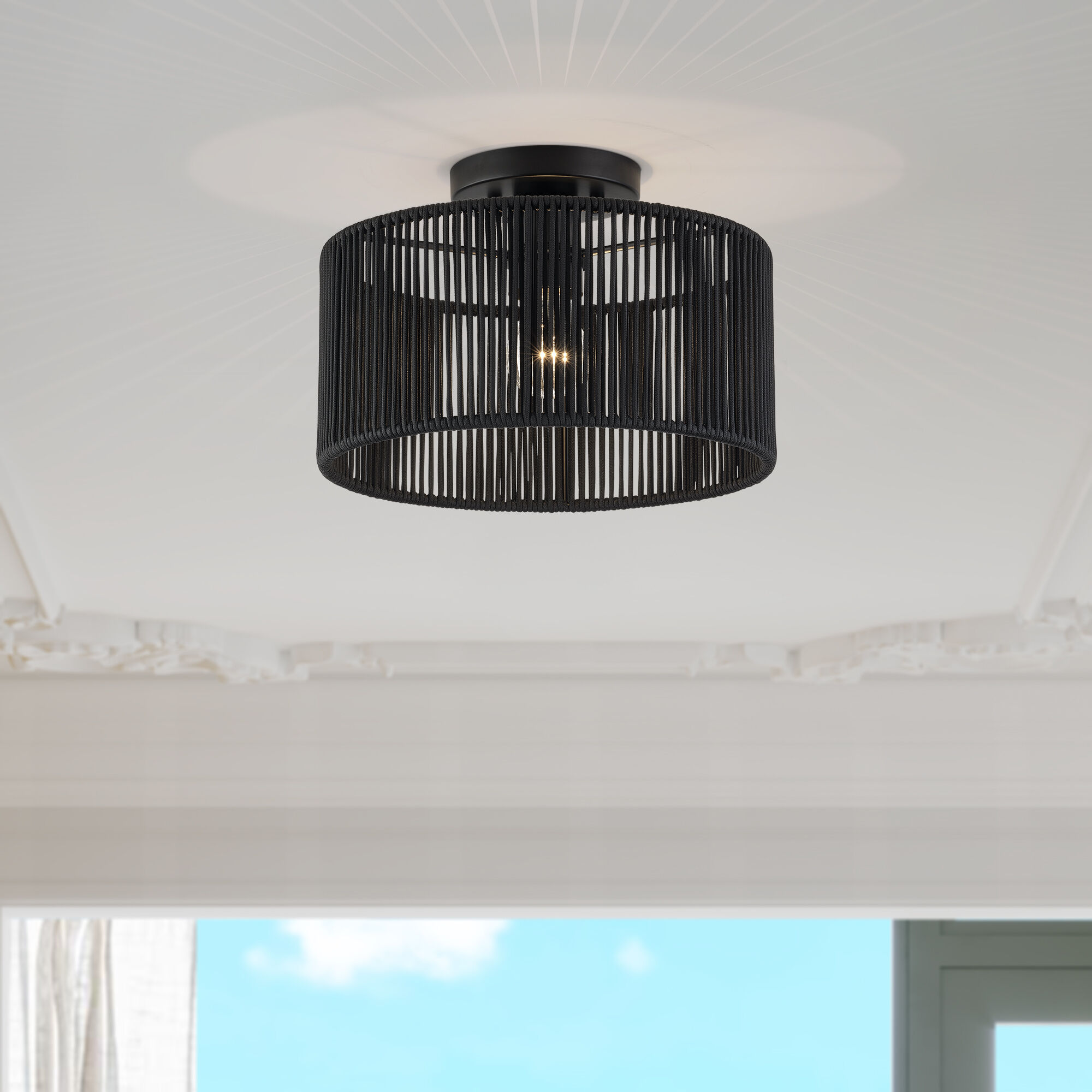 Acordia 1 Light 12 inch Black Semi Flush Mount Ceiling Light, Medium