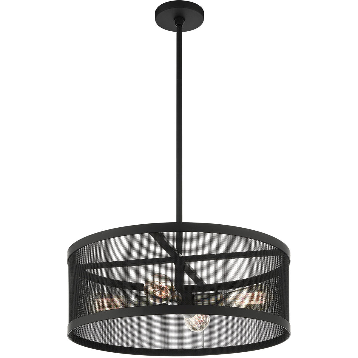Industro 4 Light 20 inch Black with Brushed Nickel Accents Chandelier Ceiling Light