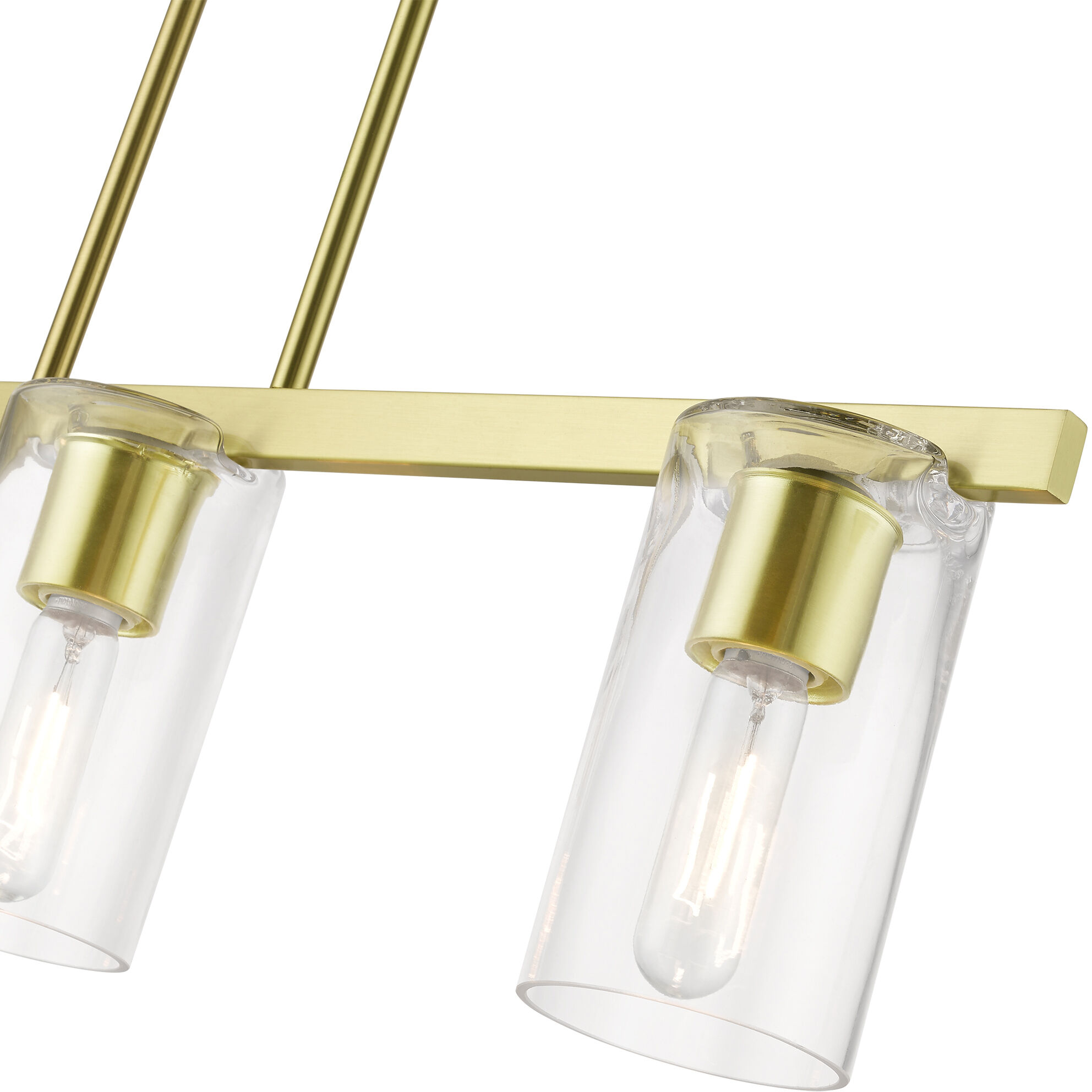 Clarion 3 Light 30 inch Satin Brass Linear Chandelier Ceiling Light