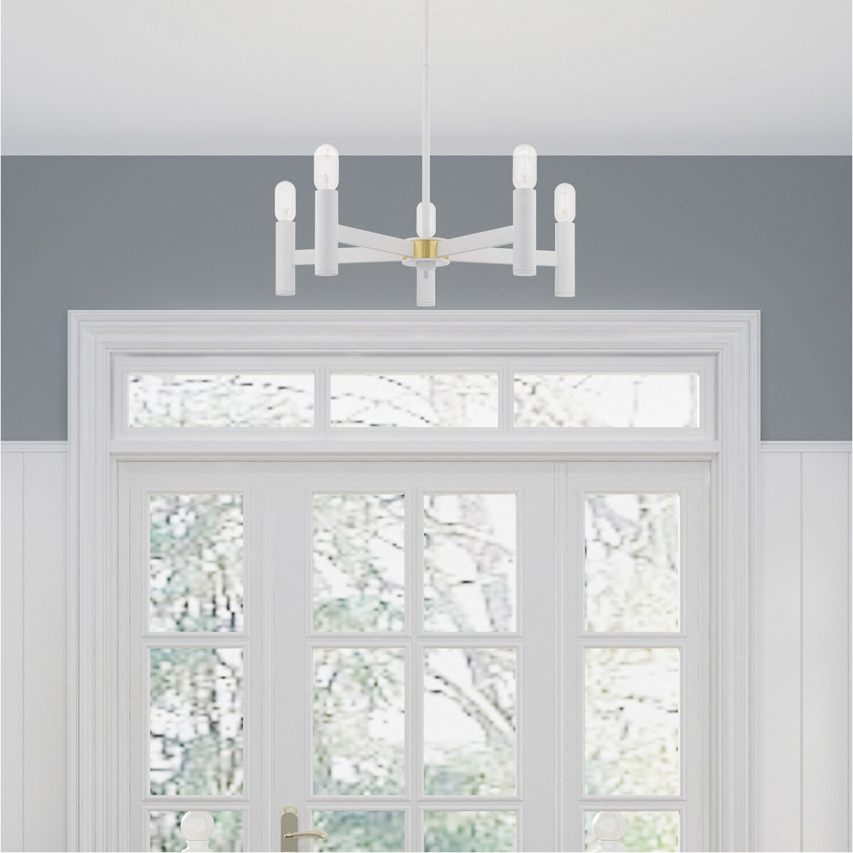 Copenhagen 5 Light 25 inch White Chandelier Ceiling Light