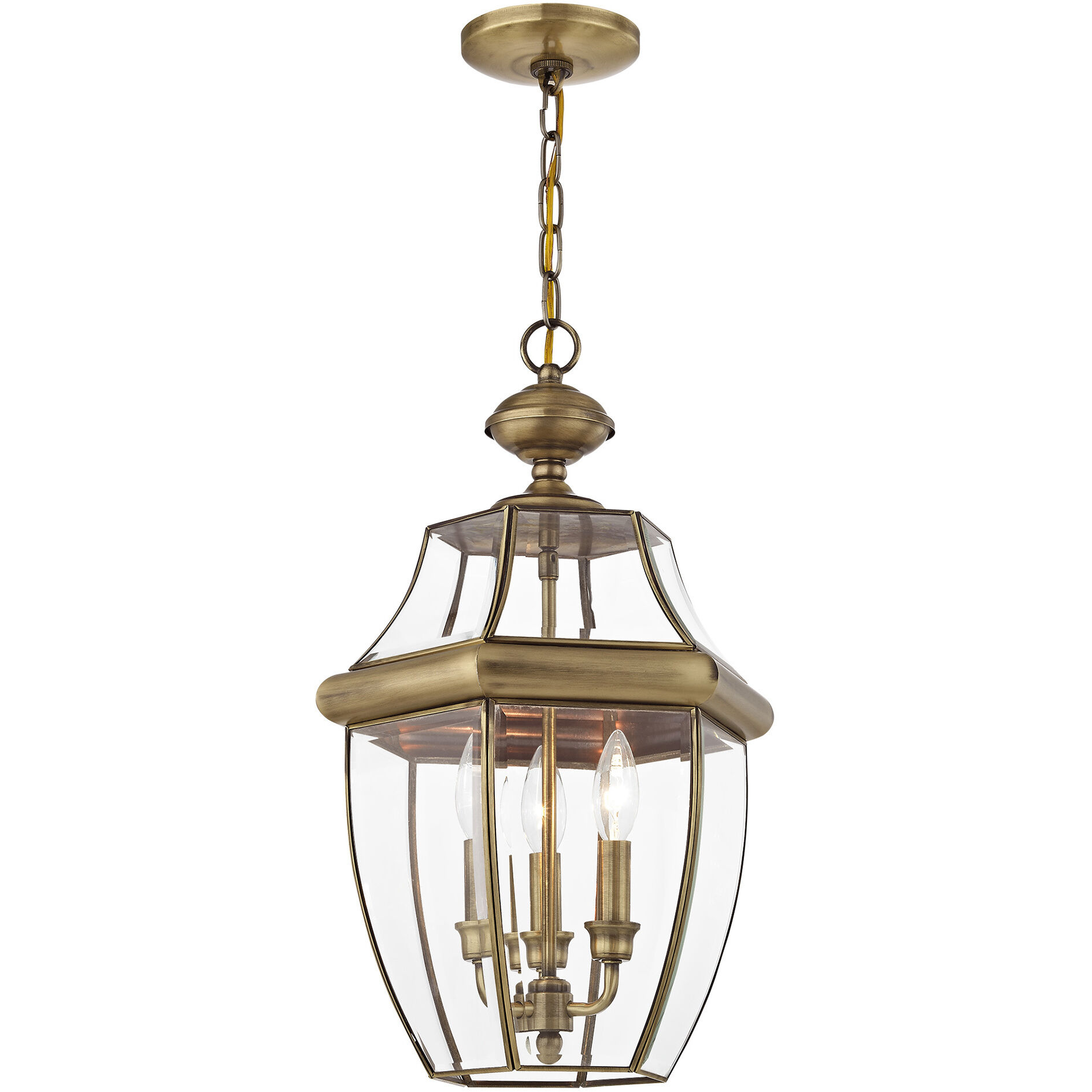 Monterey 3 Light 13 inch Antique Brass Outdoor Pendant Lantern