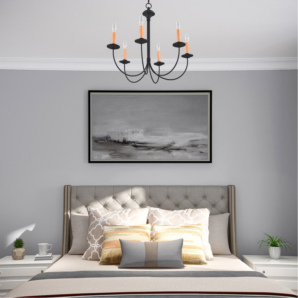 Heritage 6 Light 26 inch Black Chandelier Ceiling Light