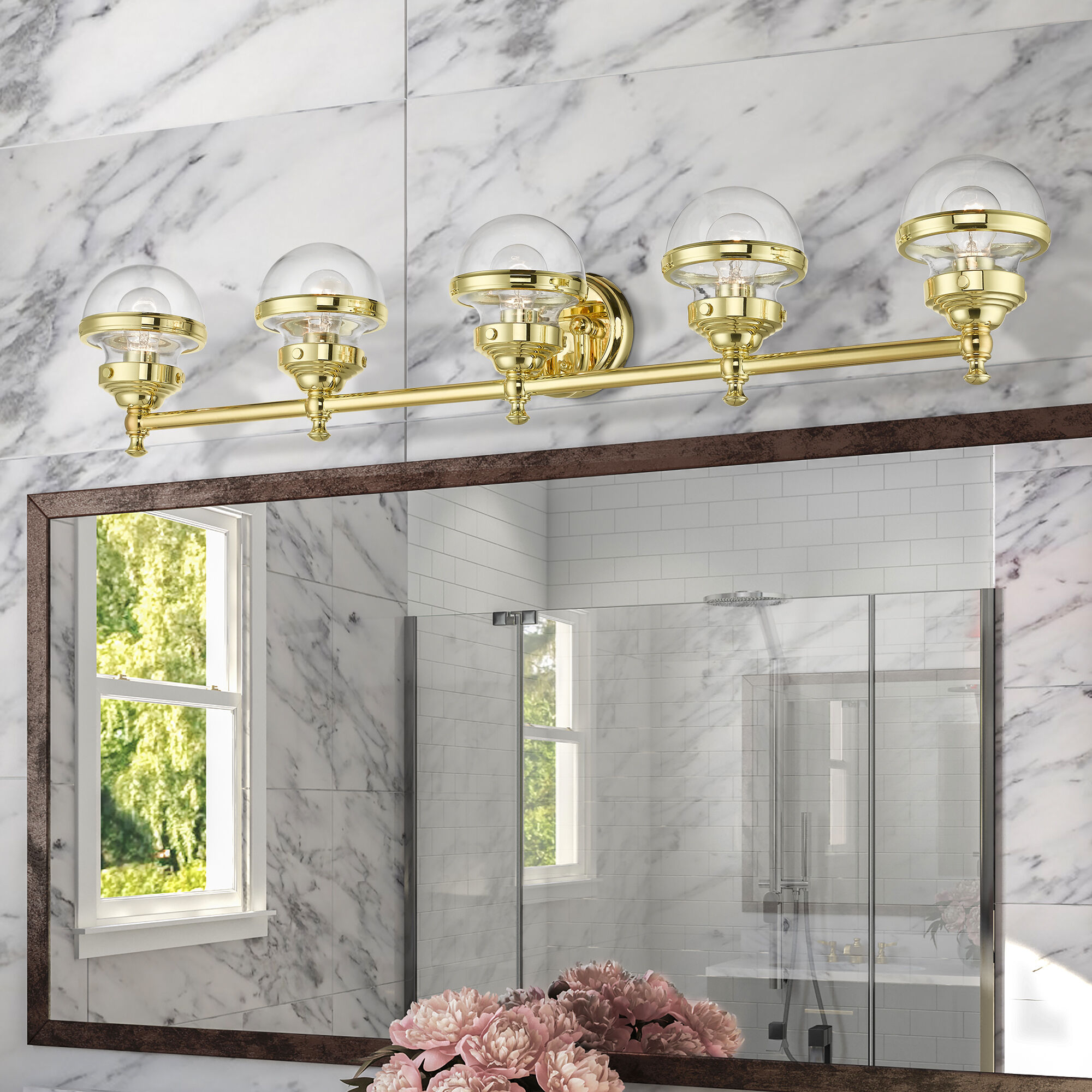 Oldwick 5 Light 42 inch Polished Brass Vanity Sconce Wall Light, Large