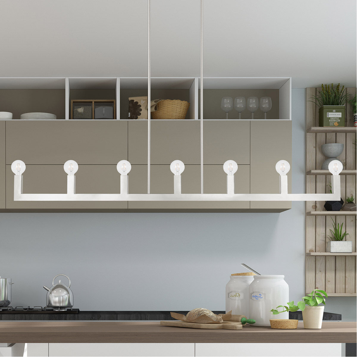 Solna 7 Light 70 inch Brushed Nickel Linear Chandelier Ceiling Light