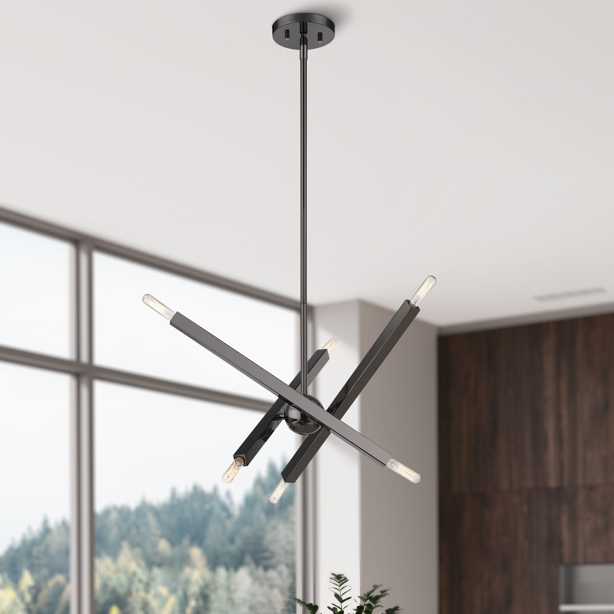 Monaco 6 Light 18 inch Black Chrome Chandelier Ceiling Light