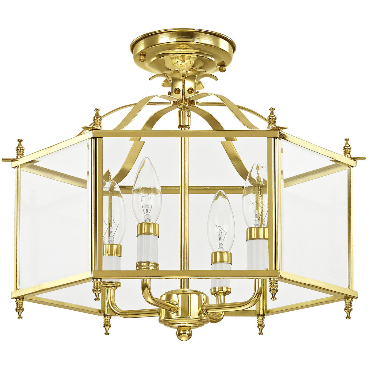 Livingston 4 Light 16 inch Polished Brass Convertible Pendant/Ceiling Mount Ceiling Light