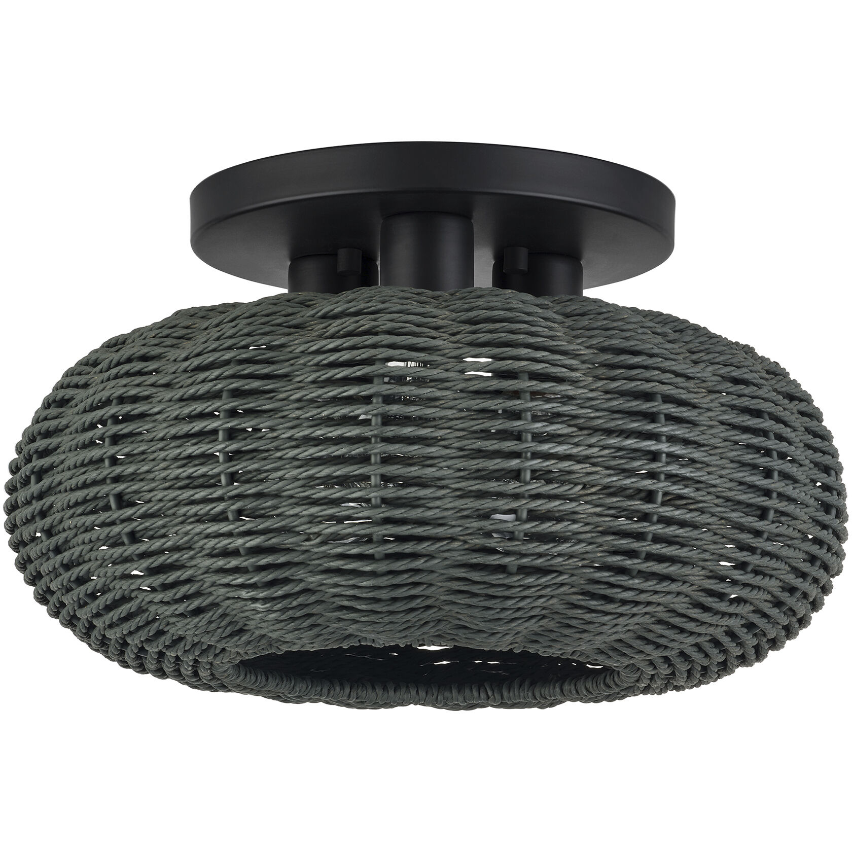 Deluna 3 Light 14 inch Black Semi Flush Mount Ceiling Light, Large