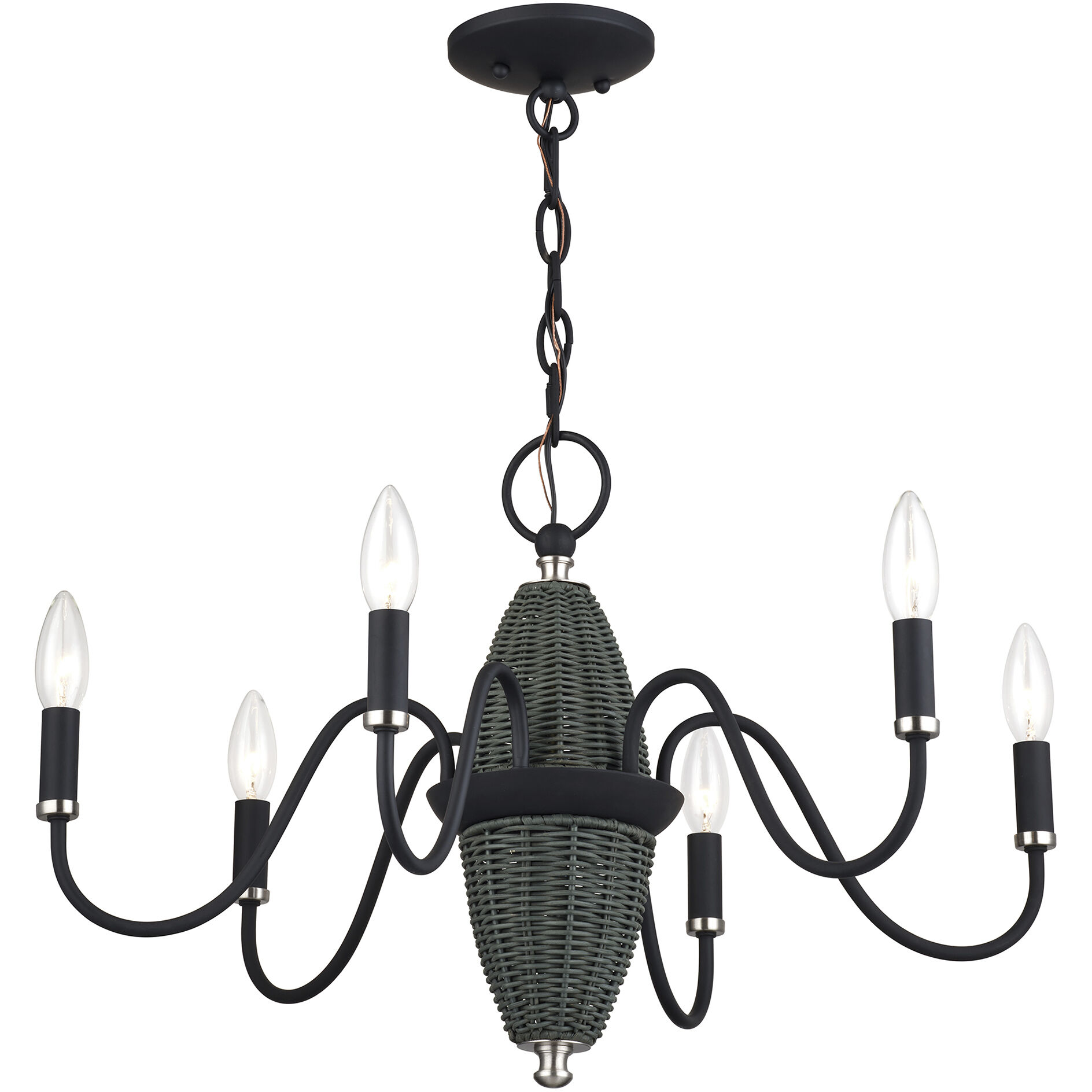 Laurelin 6 Light 24 inch Black with Brushed Nickel Accents Chandelier Ceiling Light