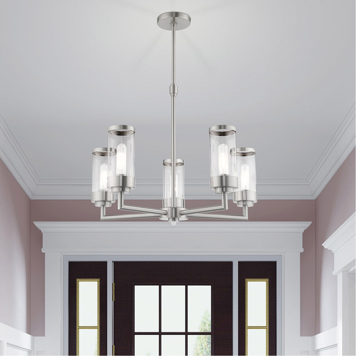 Hillcrest 5 Light 26 inch Brushed Nickel Chandelier Ceiling Light