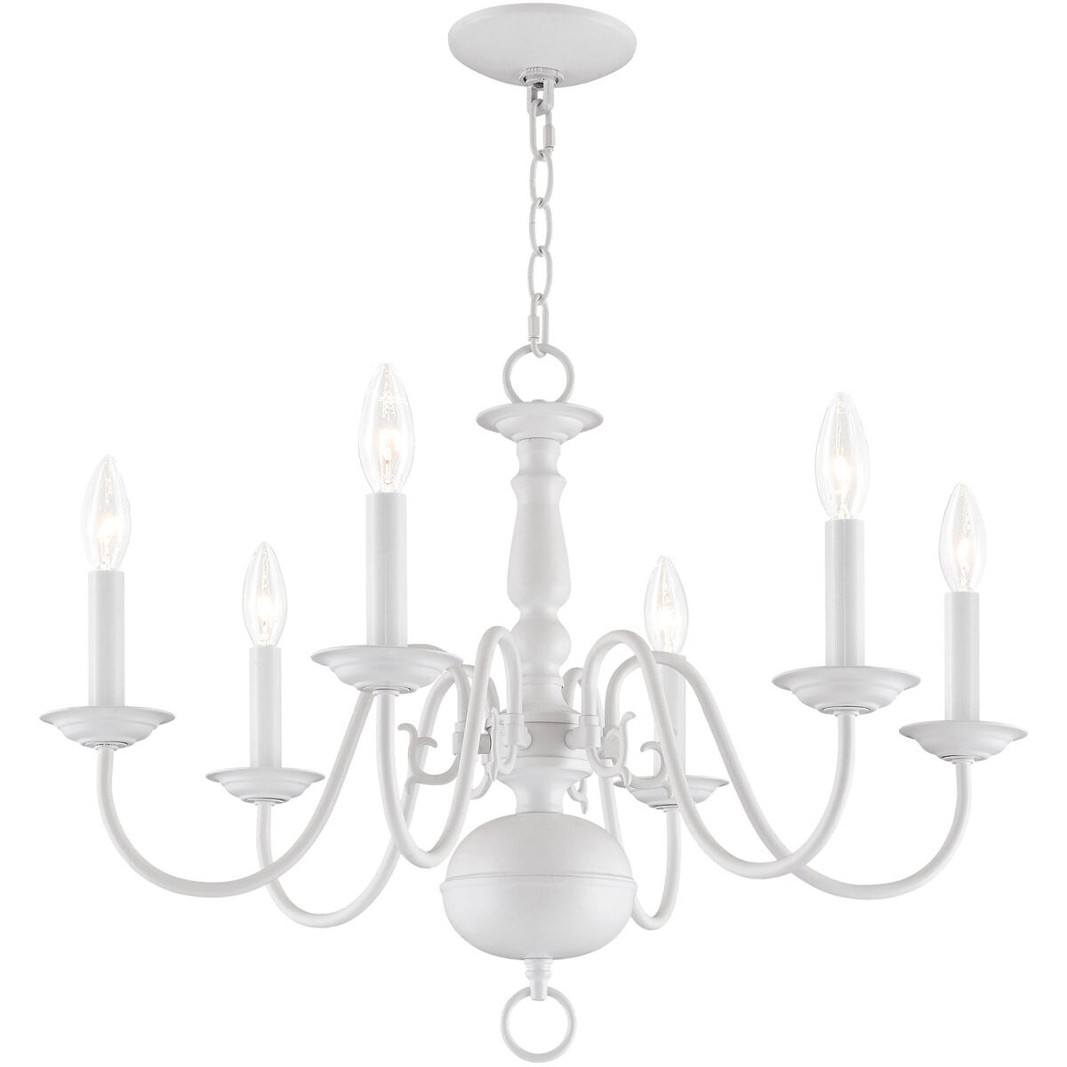 Williamsburgh 6 Light 24 inch White Chandelier Ceiling Light