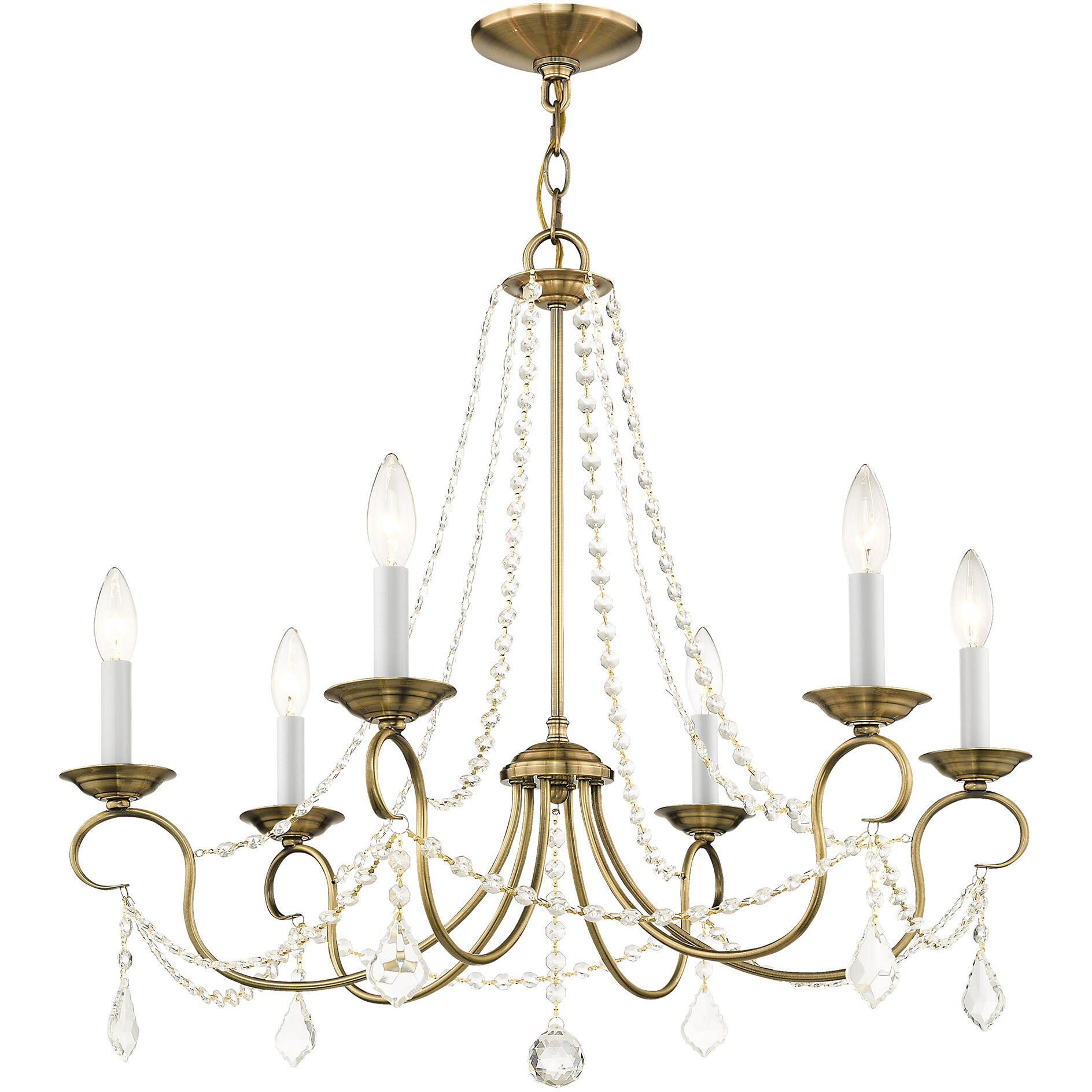 Pennington 6 Light 28 inch Antique Brass Chandelier Ceiling Light