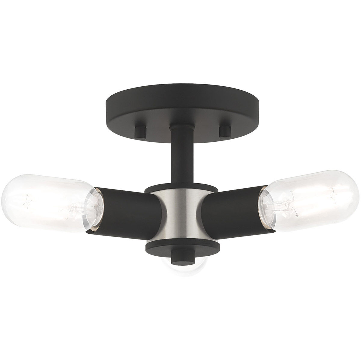Copenhagen 3 Light 14 inch Black Semi-Flush Mount Ceiling Light